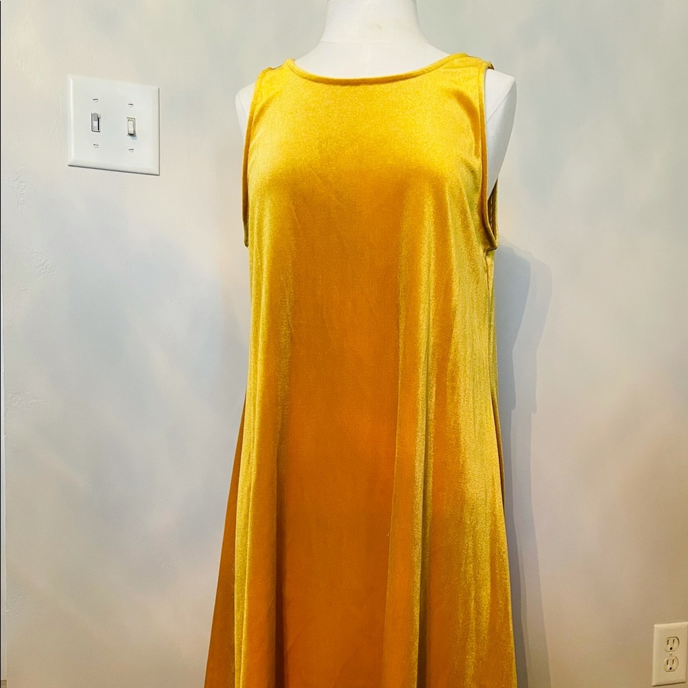 Gold velvet slip dress